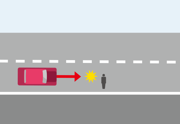 高速道路上の歩行者と自動車の事故のイメージイラスト