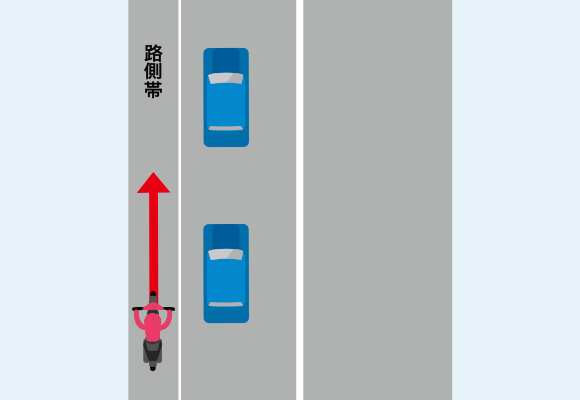 路側帯にはみ出しながら追い越しを行った場合のイメージイラスト
